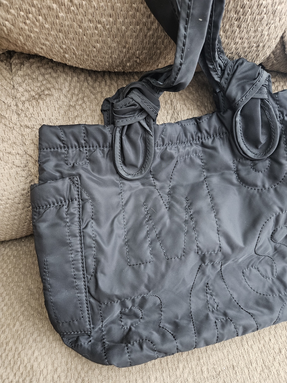 Marc by Marc Jacobs Black Quilted Nylon Tote with Knotted Handles - Picture 6 of 13